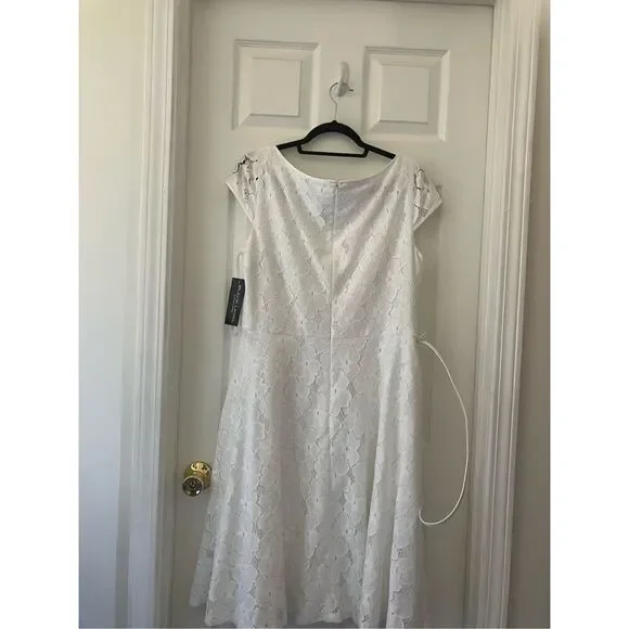 Black Label by Evan-Picone white Lace Dress size 14 New - Picture 6 of 11